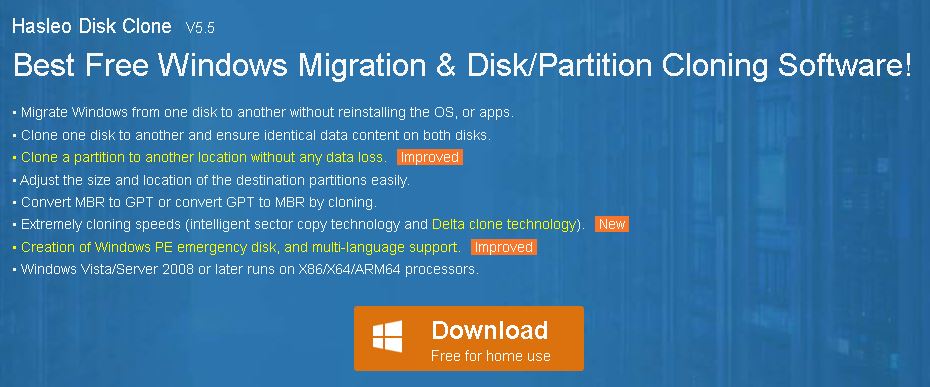 하드 디스크 복제 프로그램 Hasleo 다운로드