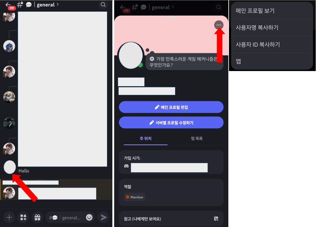 디스코드 채팅 창에서 프로필 클릭하기
